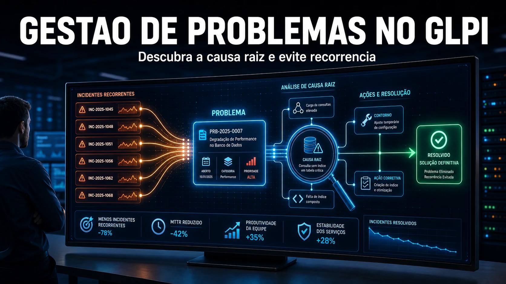 Gestão de Problemas no GLPI: Incidente vs Problema na Prática
