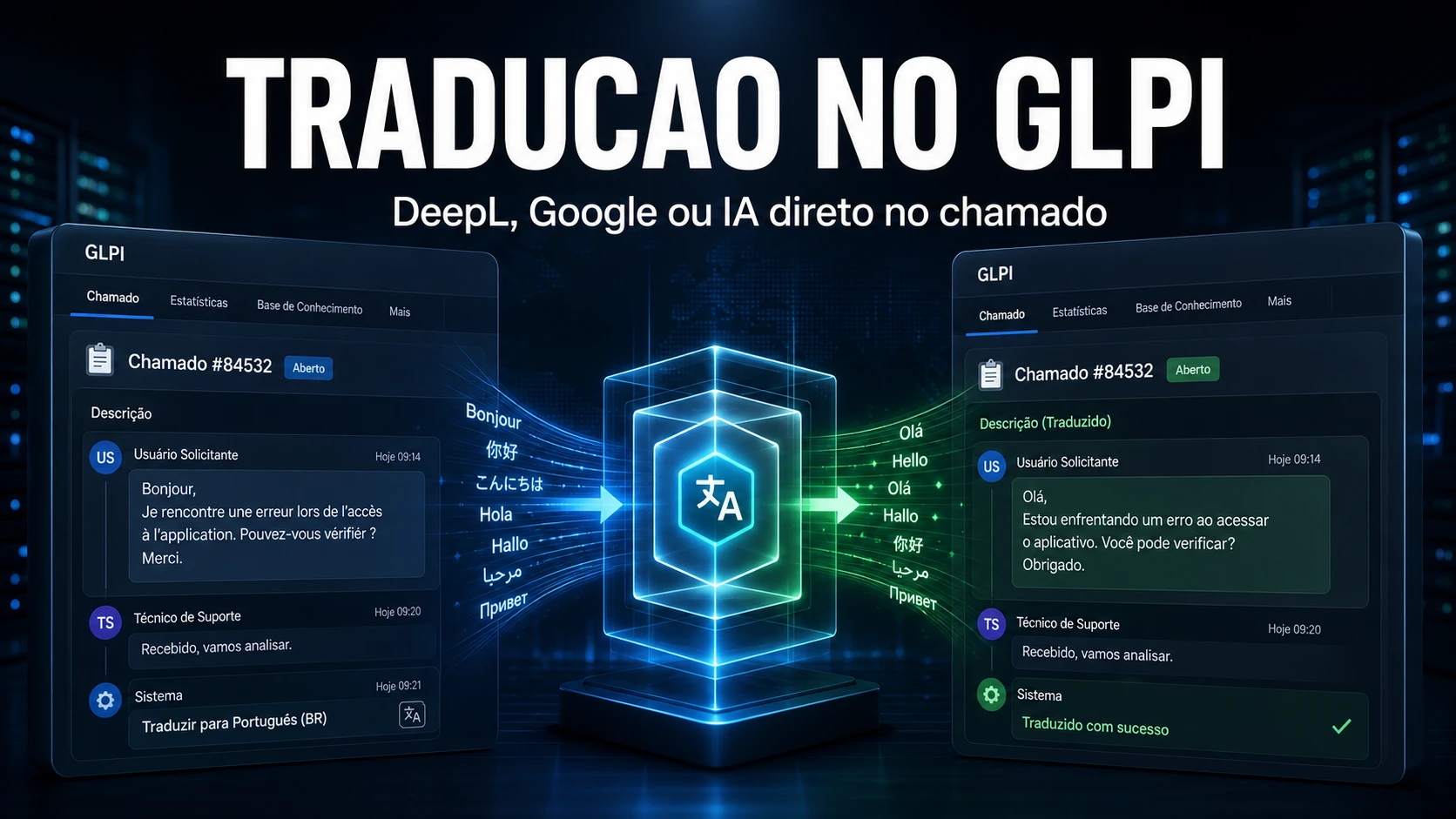 Como traduzir chamados no GLPI com DeepL, Google ou IA
